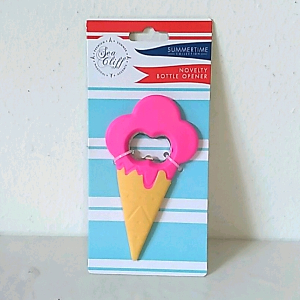 NWT Fushia Ice Cream Cone Novelty Bottle Opener